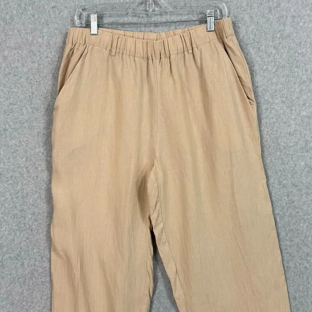 Quince 100% European Linen Pants Size L Pull On Beachy Quiet Luxury Resort Chic